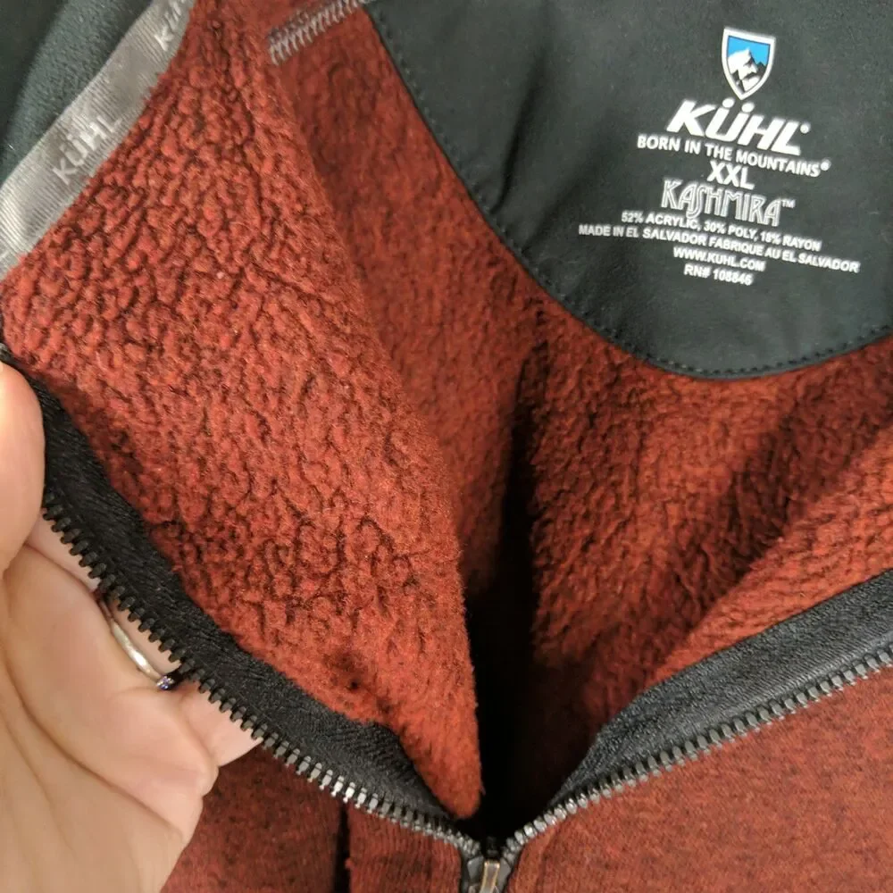 Kuhl Kashmira Quarter Zip Pullover Sweater Men Size XXL Burgundy Gray Shirt